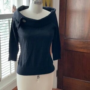 Banana Republic Off-the-Shoulder Black Sweater Retro